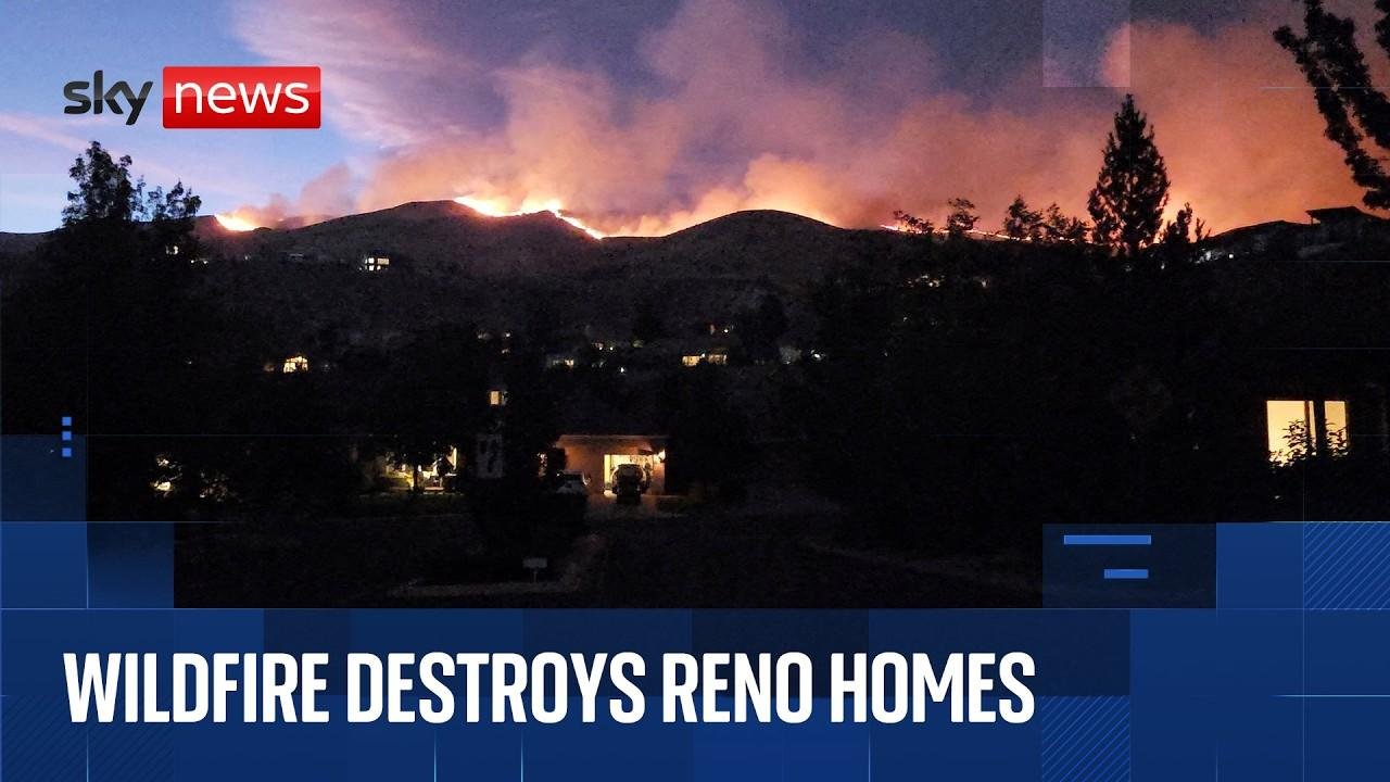 'Human-caused' wildfire rips through major city in Nevada - as 90,000 residents told to flee