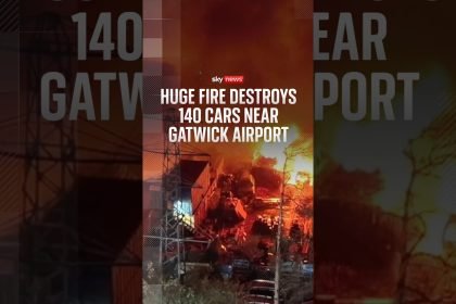 Huge fire destroys 140 cars near Gatwick Airport