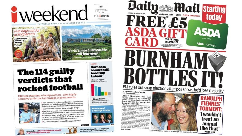 The Papers: 'Verdicts that rocked football' and 'Burnham bottles it'
