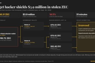 Bitget hackers move $4 million into Zcash’s private pool, making funds harder to trace