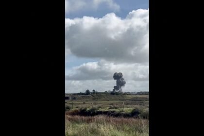 Video shows UK fighter jet crashing during training