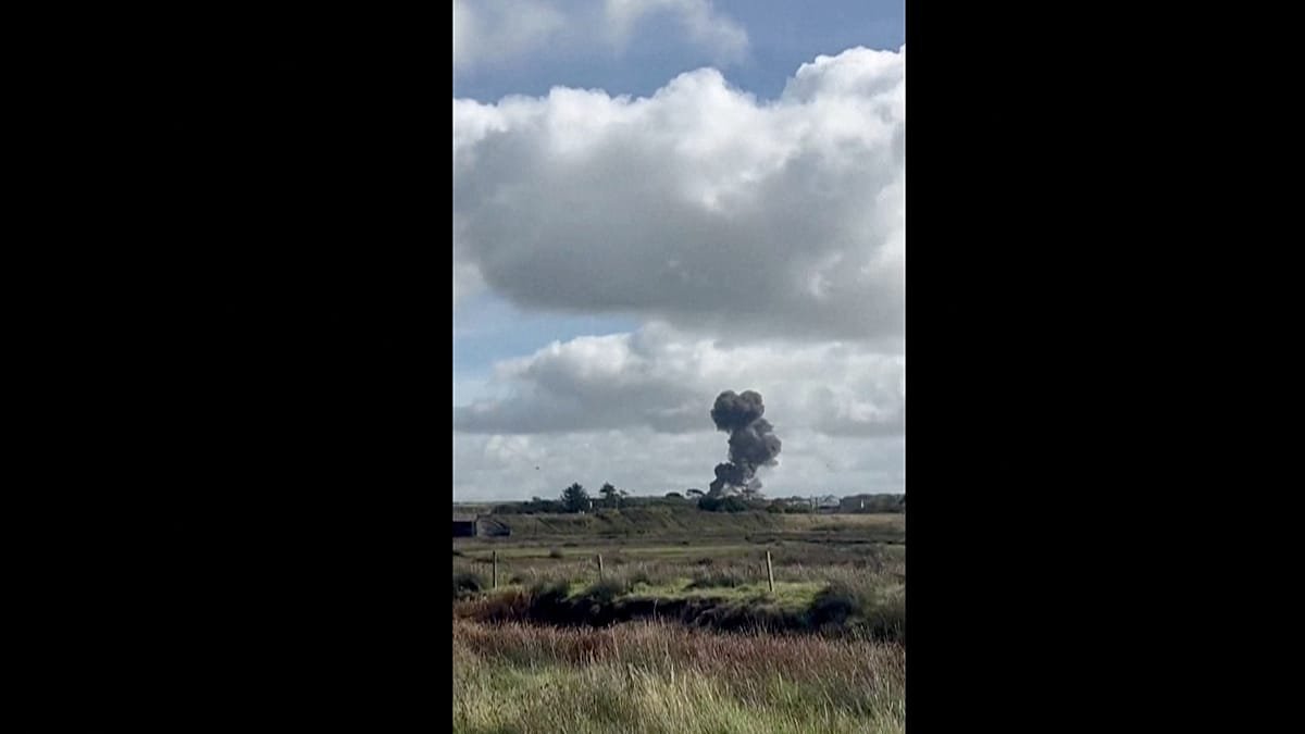 Video shows UK fighter jet crashing during training