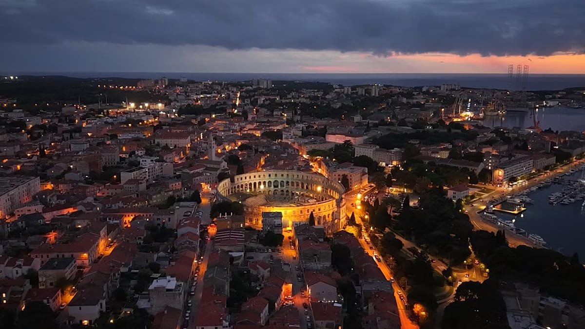 Ancient Roman Pula transformed by contemporary light art