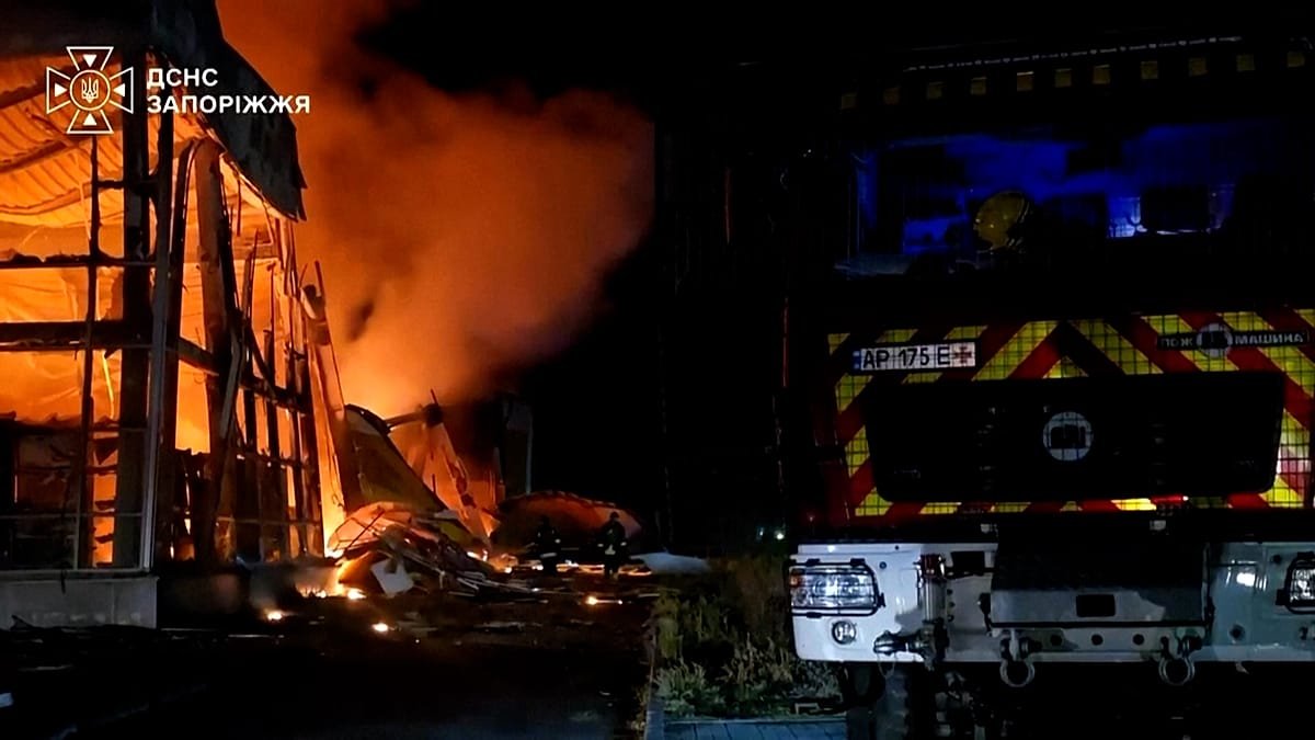 Russian drones devastate shopping mall in Zaporizhzhia city