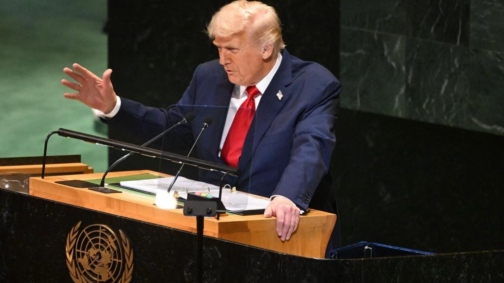 American power, AI and a walkout - key moments from Trump's UN speech