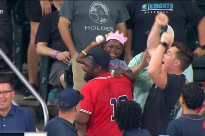 WATCH:  Birthday girl shows off her arm after catching home run at Braves game