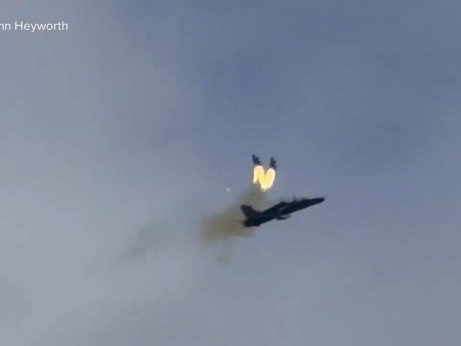 WATCH:  Pilots eject as military jet crashes