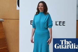 Victoria Starmer models clothes at London fashion week show