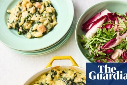 Jamie Oliver’s recipes for fish pie pasta bake and tomato and feta lentils