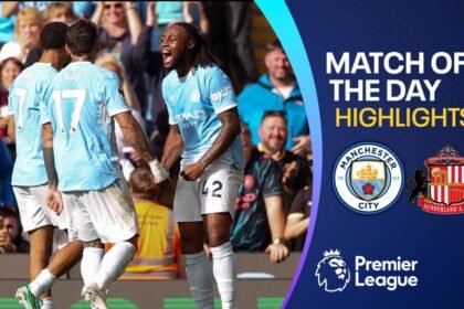 Man City beat Sunderland in eight-goal thriller to go three points clear