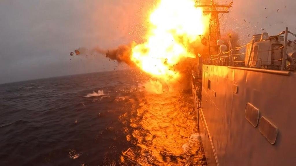 Watch: 'Ship buster' missiles sink old US warship in live fire training off Scotland