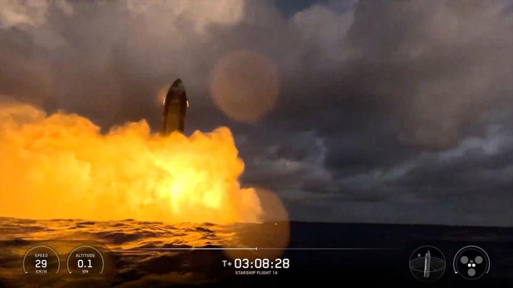 Watch: Starship splashdown ends in fireball