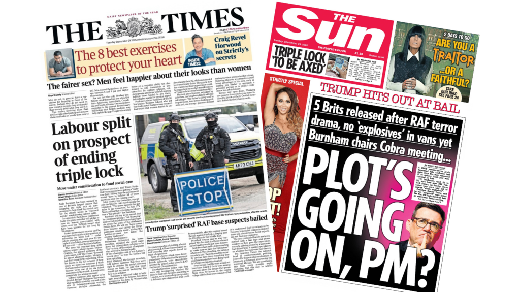 The Papers: 'Labour split on triple lock' and 'Plot's going on, PM?'