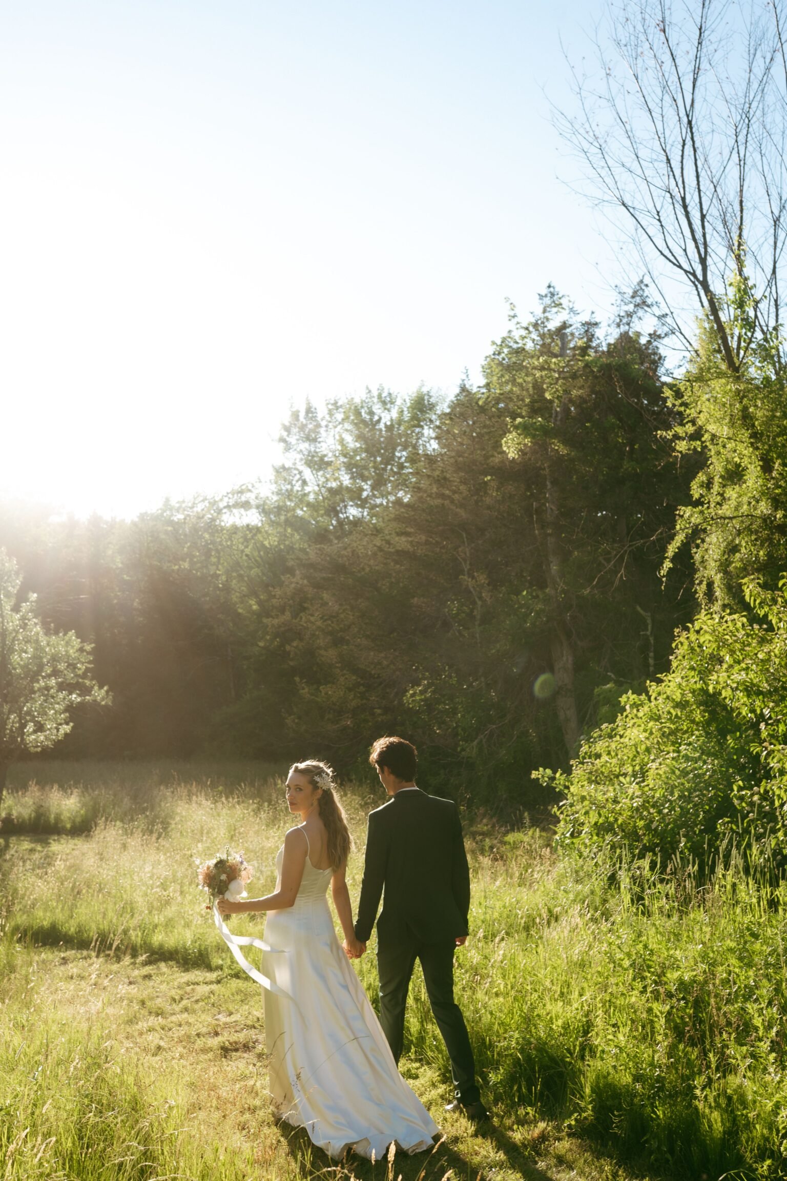 The Bride Wore an Antique Wax Flower Crown for Her Backyard Wedding in the Hudson Valley
