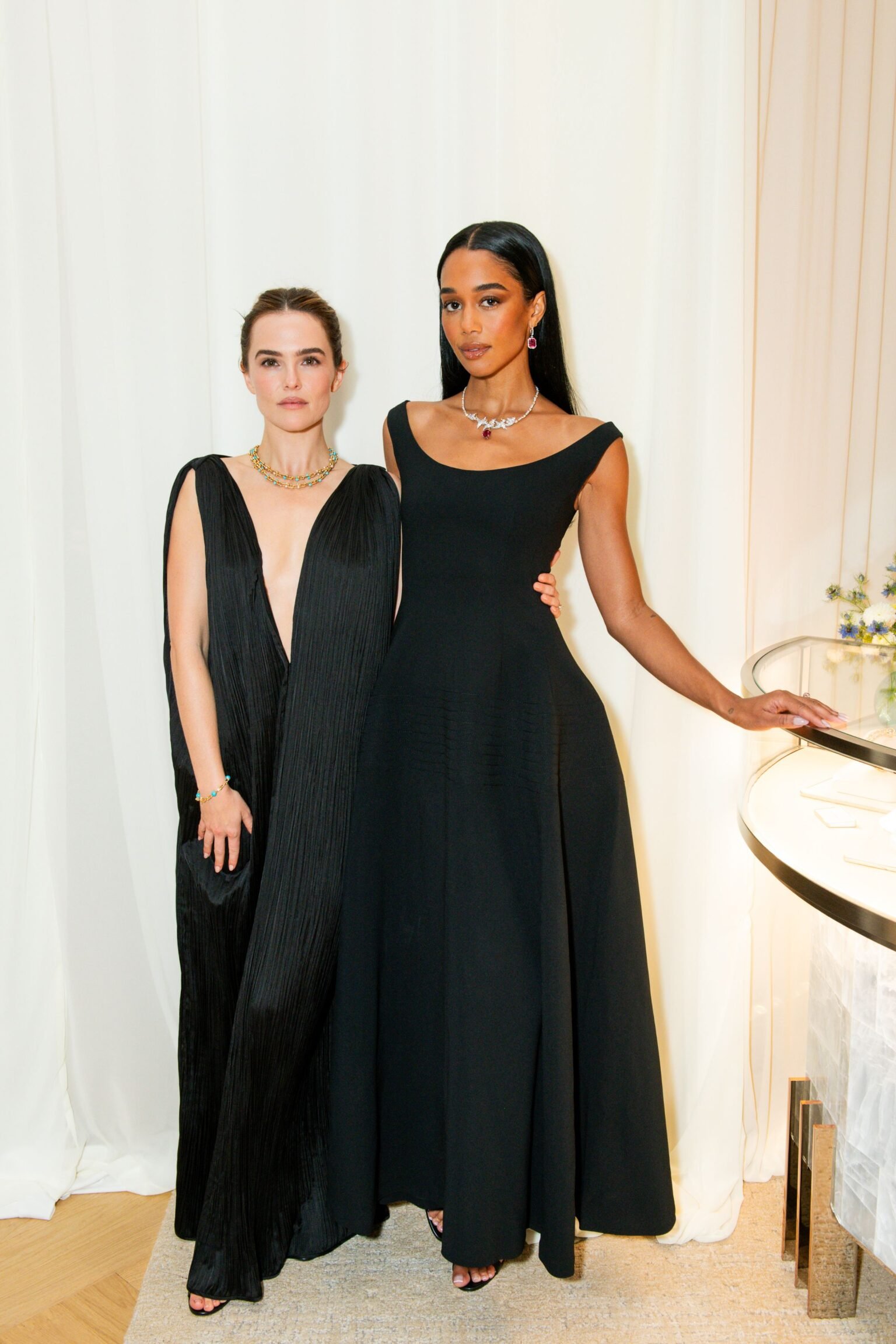 Laura Harrier and Zoey Deutch Brought Black-Tie Glamour to Tiffany & Co.’s South Coast Plaza Unveiling