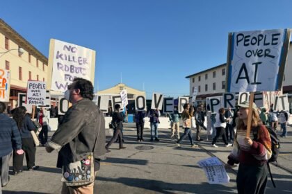 Protesters gather at OpenAI’s DevDay