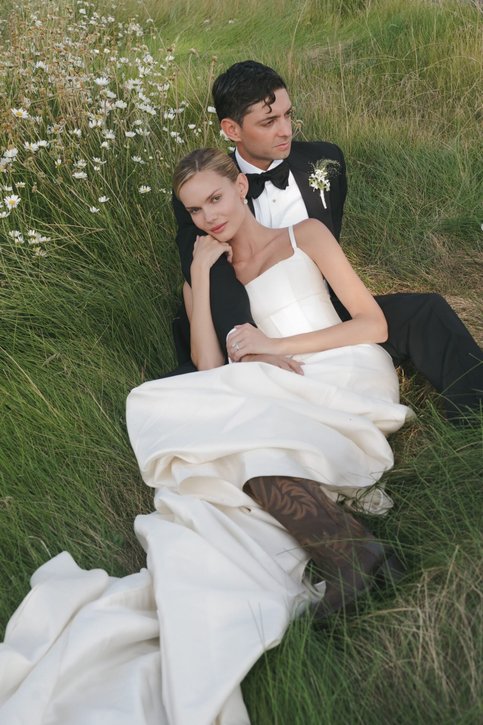 This Model Bride Wore Danielle Frankel With Cowboy Boots for Her Rural Idaho Wedding