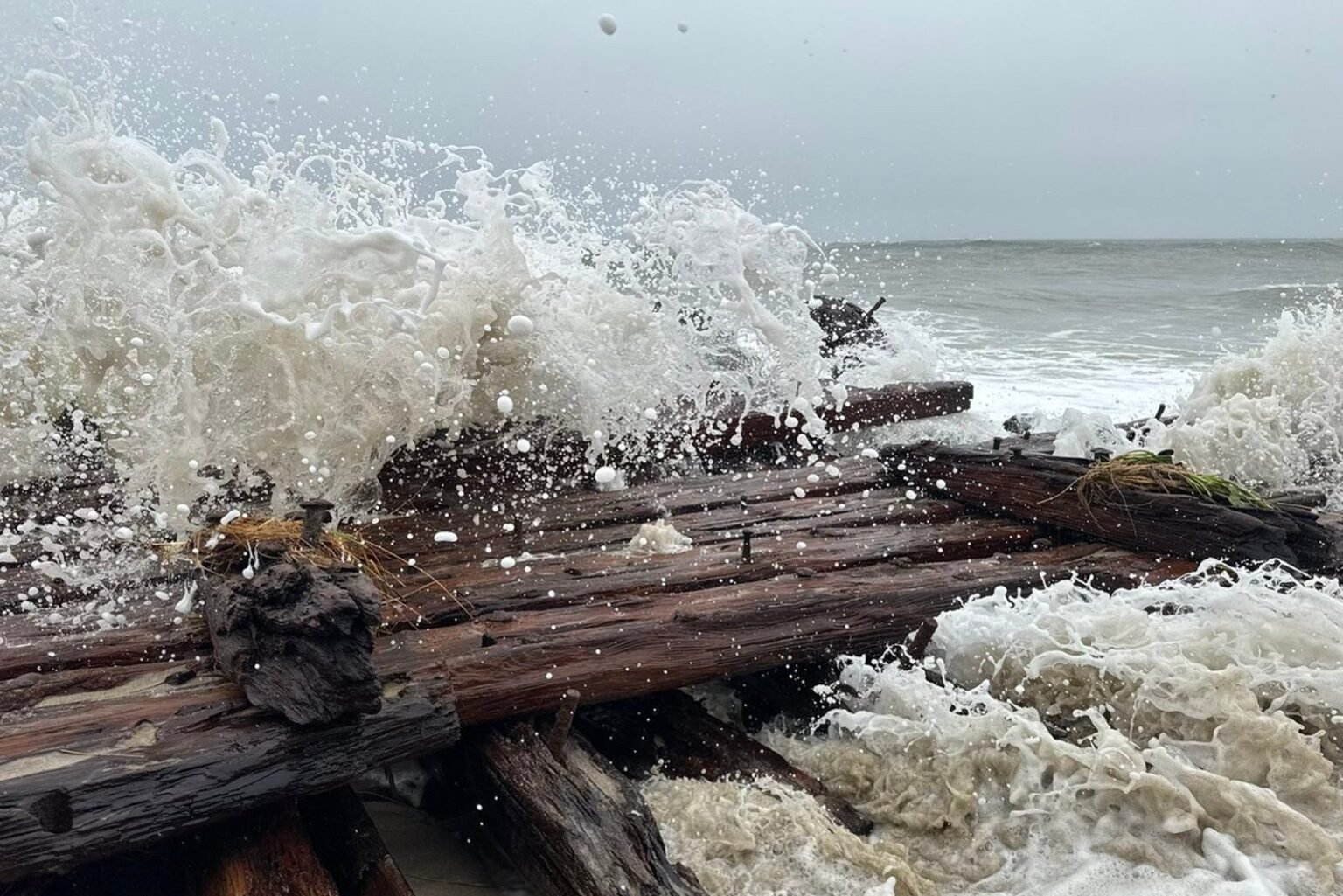 Carcass of presumed 19th-century ship revealed in Nantucket during nor’easter