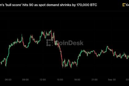 Bitcoin rally shows signs of cooling even as a 'bull score' gauge nears its perfect score