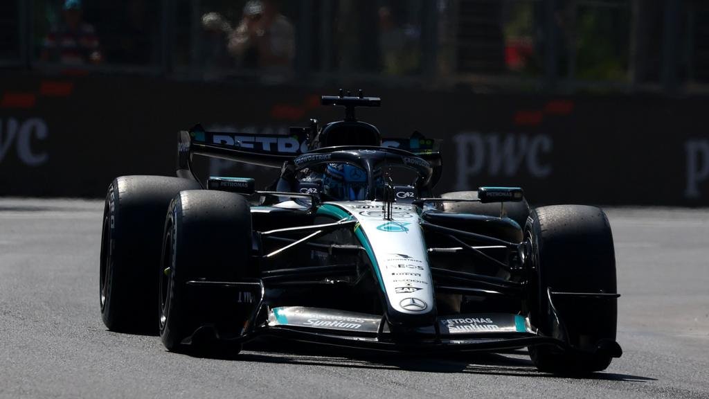 Russell fastest in Baku as Antonelli stops on track