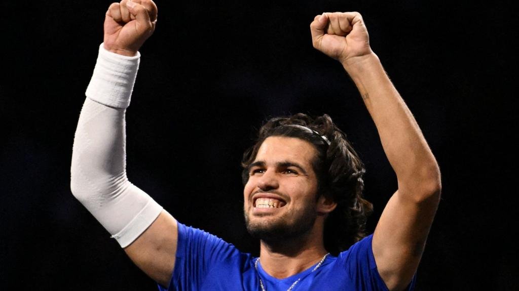 Alcaraz wins after saving match points as Europe lead Laver Cup