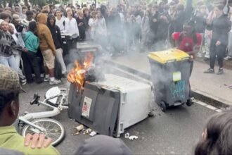 Fires and blockades as students stage school protests across France