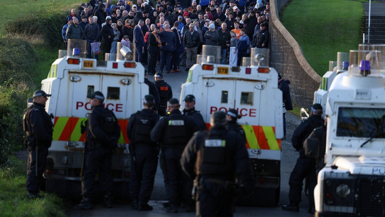 Protesters block Orange Order march in Northern Ireland
