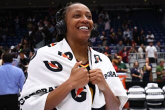 Fever's Mitchell surprised by postgame party after setting season scoring record