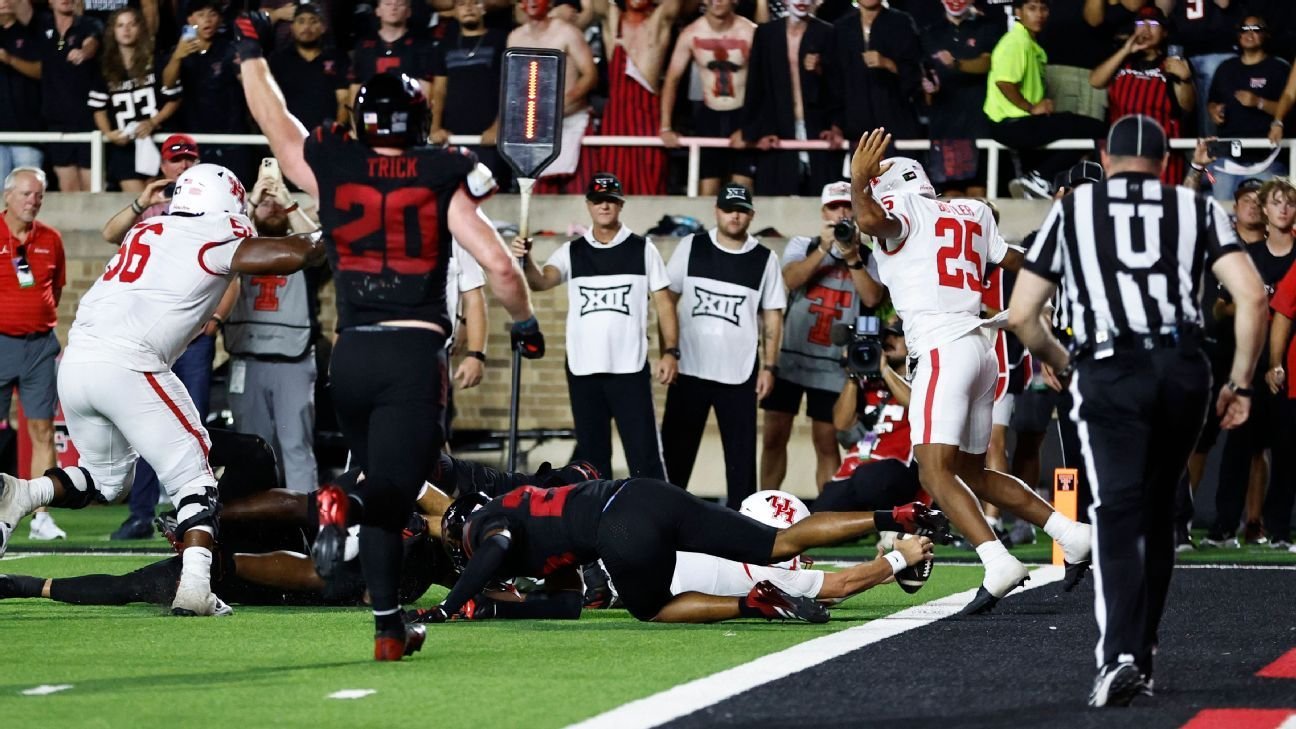 Replay review confirms goal line stop as Texas Tech beats Houston