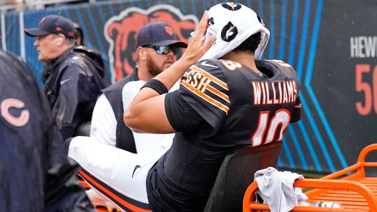 Bears QB Williams leaves on cart after injuring hamstring