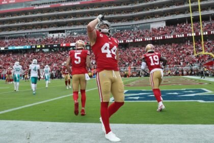 49ers' Juszczyk fined for 'offensive' act of pretending to chug beer