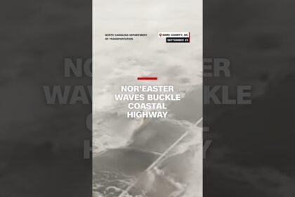 Nor'easter waves buckle coastal highway