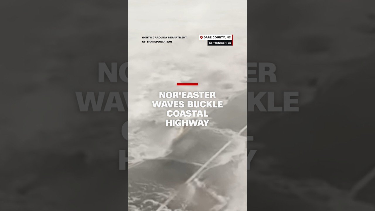 Nor'easter waves buckle coastal highway