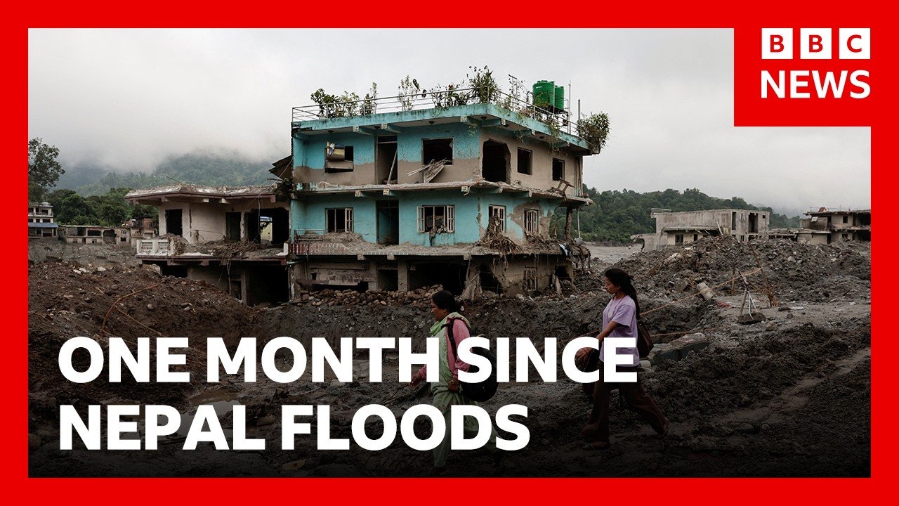 One month since catastrophic floods hit Nepal | BBC News