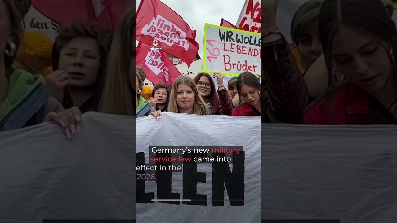Thousands of students protest German military conscription | AJ #shorts