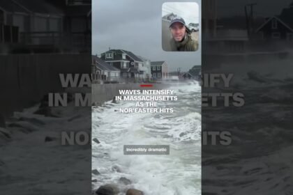 Waves intensify in Massachusetts as the nor'easter hits