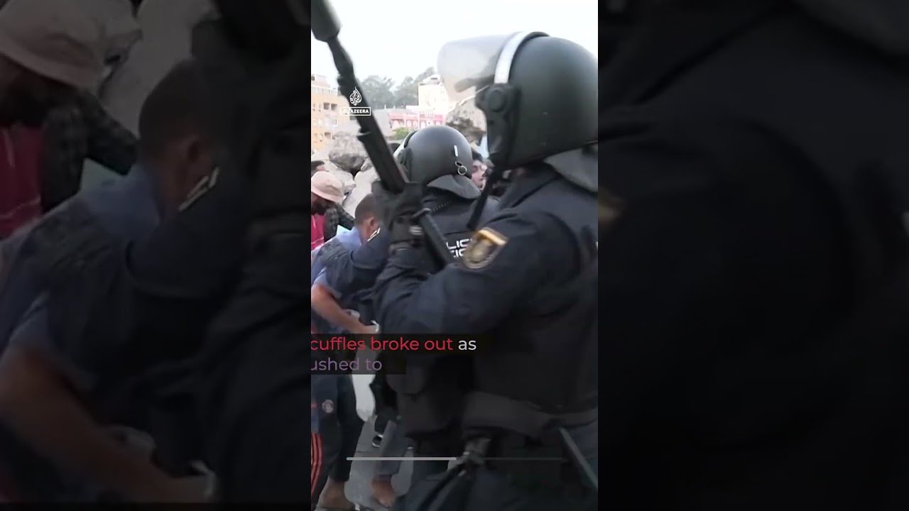Police hit migrants with batons during camp transfer in Ceuta | AJ #shorts