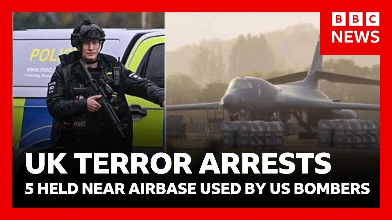 5 terror arrests at airbase used by US bombers - police investigate possible Iran link | BBC News