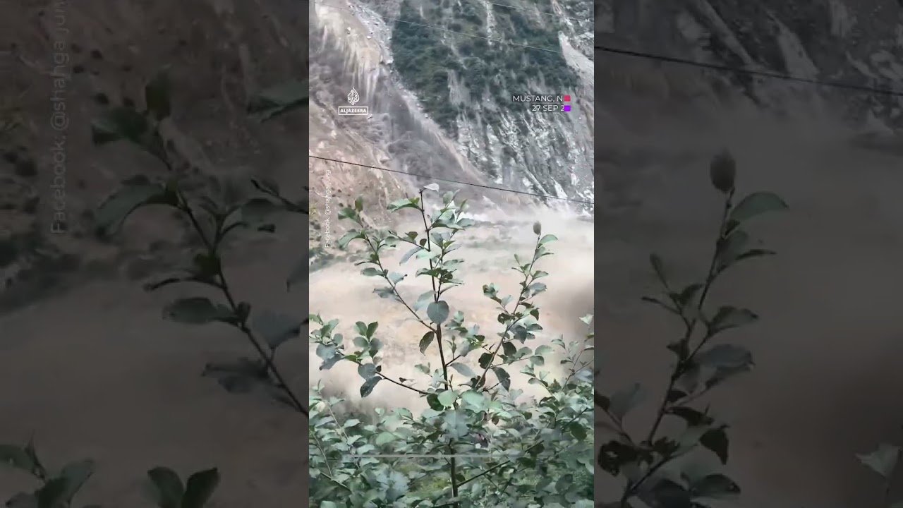 Heavy rain triggers landslide in Nepal's Mustang District | AJ #shorts