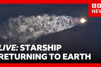 LIVE: SpaceX's Starship rocket returning to Earth after orbiting the planet | BBC News
