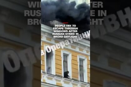 People try to escape through windows after Russian strike in broad daylight