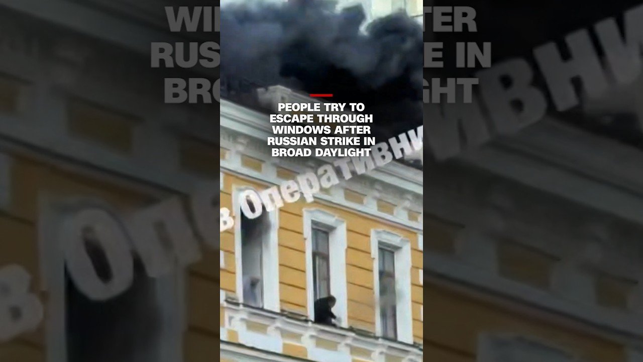 People try to escape through windows after Russian strike in broad daylight