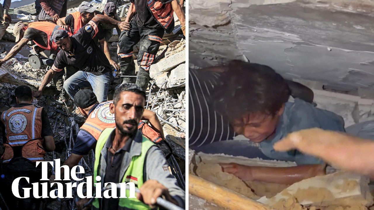 Emergency crews rush to free families from building collapse in Gaza