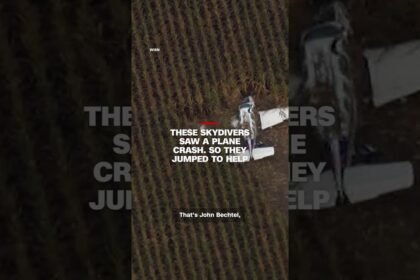 These skydivers saw a plane crash. So they jumped to help