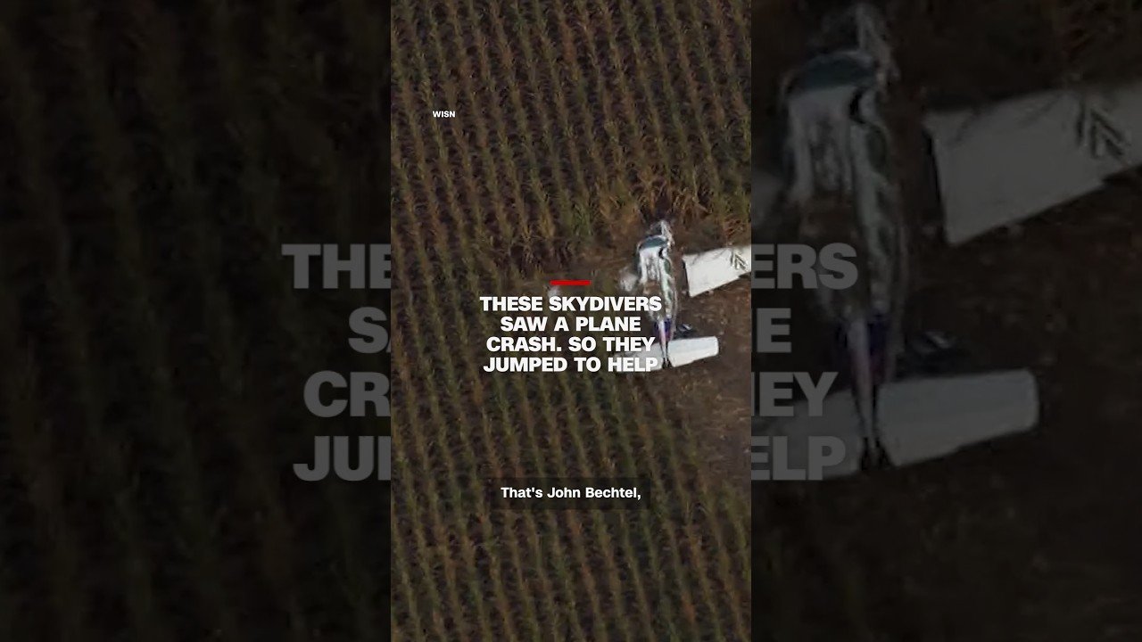 These skydivers saw a plane crash. So they jumped to help