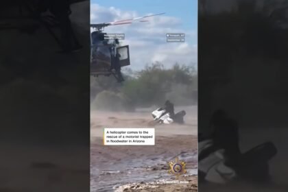 Trapped motorist rescued by helicopter