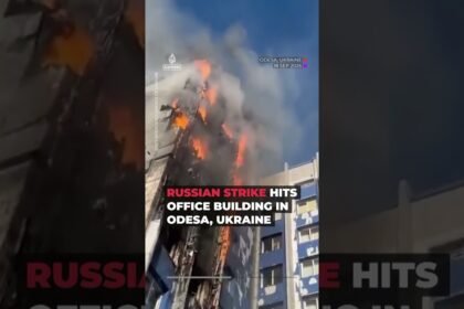 Russian strike hits office building in southern Ukraine | AJ #shorts