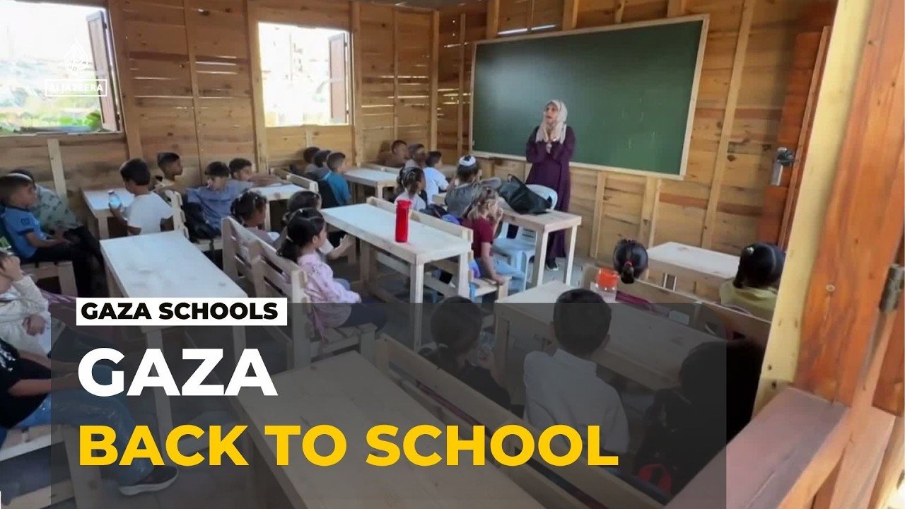 Students return to schools in Gaza: Aid pallets turned into makeshift classrooms
