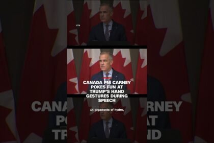 Canada PM Carney pokes fun at Trump's hand gestures during speech