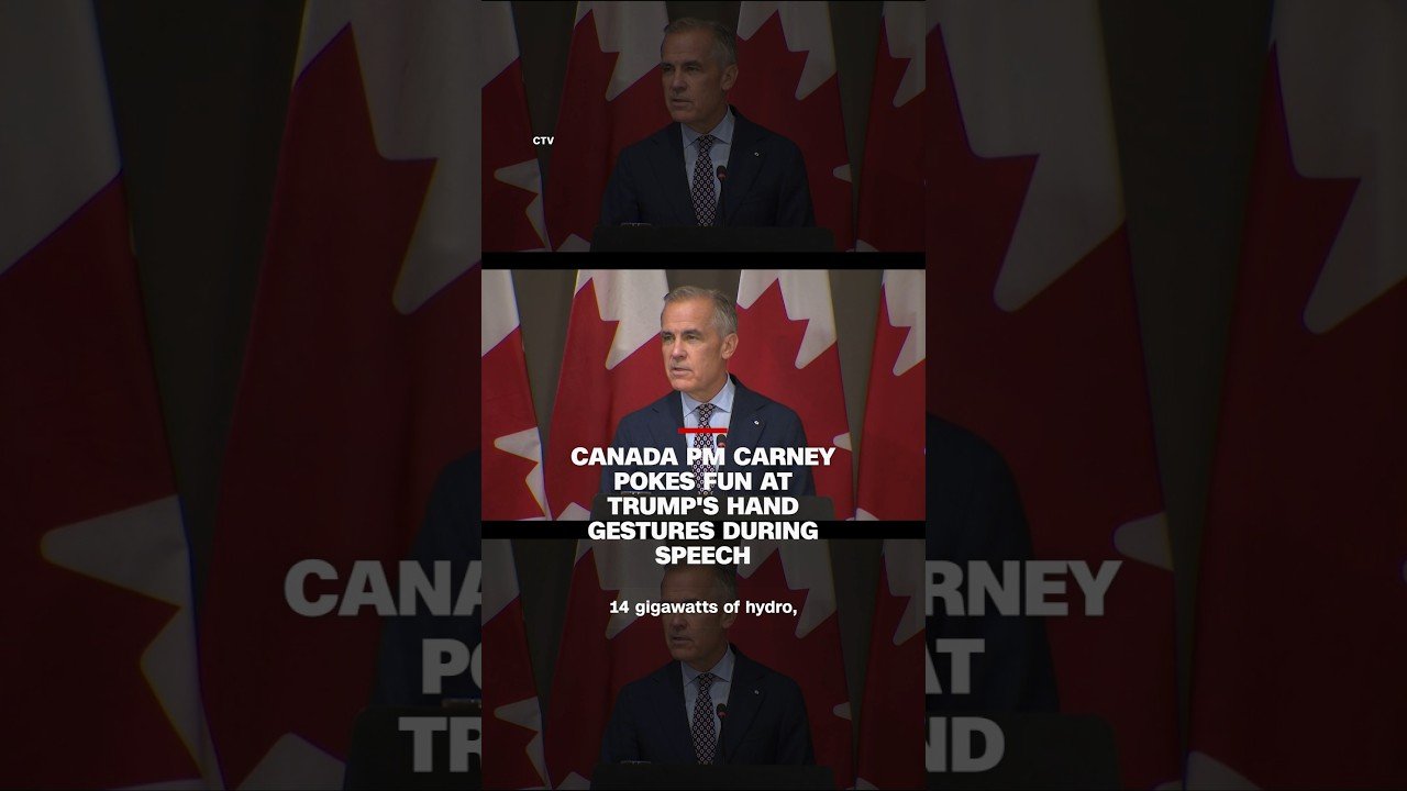 Canada PM Carney pokes fun at Trump's hand gestures during speech
